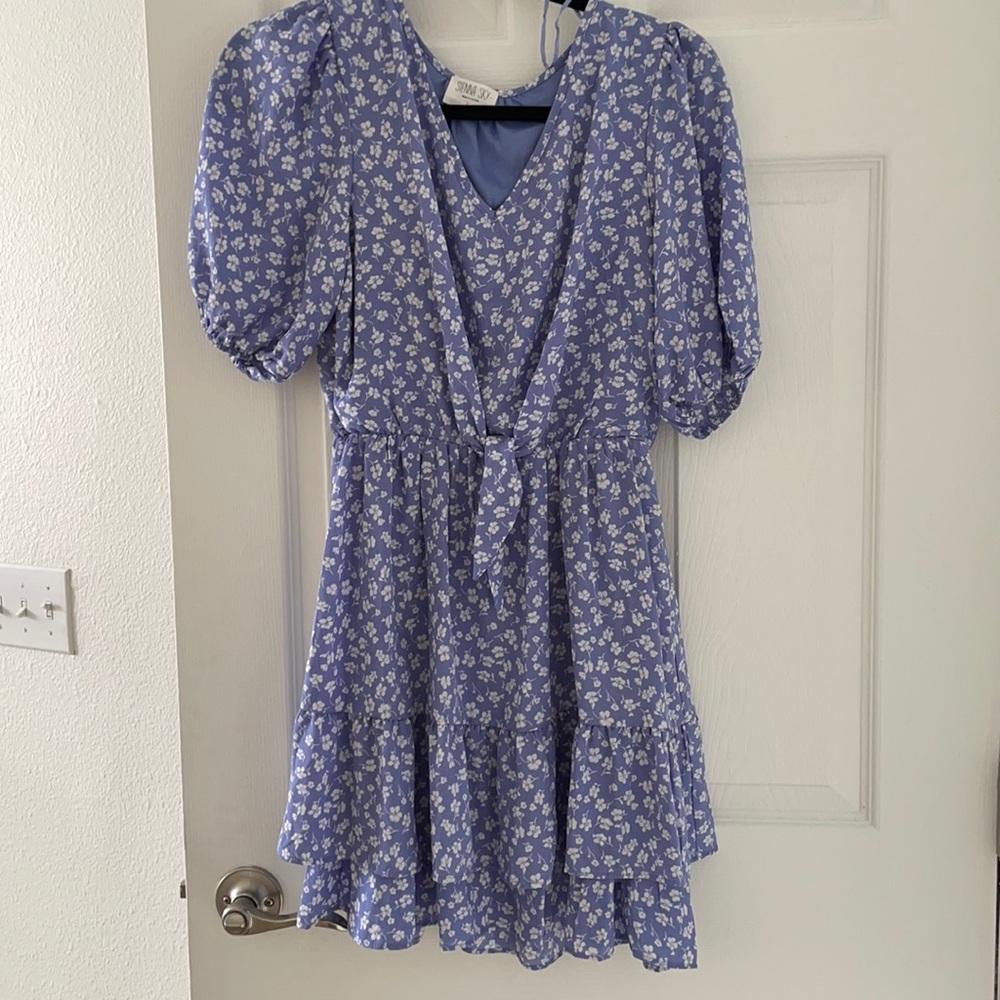 NWOT Sienna Sky floral blue mini dress